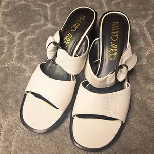 FRANCO SARTO Slip On Sandals WOMENS SIZE 8.5M white leather heeled open toe twee